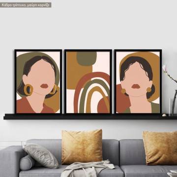 Trendy Fashion Portraits V, three panels poster