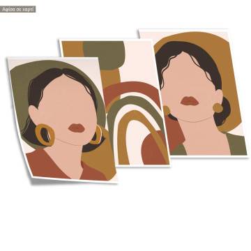 Trendy Fashion Portraits V, three panels poster 2