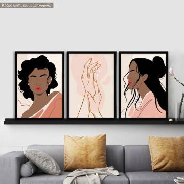 Trendy Fashion Portraits VI, three panels poster