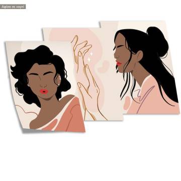 Trendy Fashion Portraits VI, κάδρο, μαύρη κορνίζα, τρίπτυχο 2