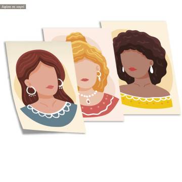 Trendy Fashion Portraits VII, three panels poster 2