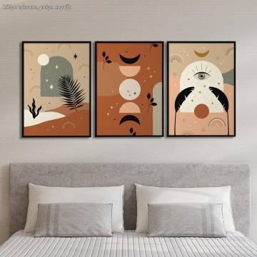 Boho stars moon and rainbows, three panels poster