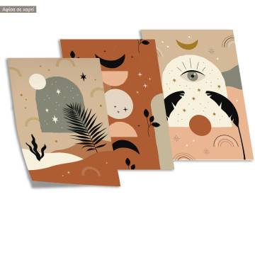 Boho stars moon and rainbows, three panels poster 2