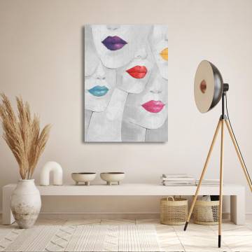 Πίνακας σε καμβά Lips and colours κάθετος  Καμβάς τελαρωμένος Όψη 1 2