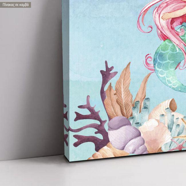 Canvas printwelcome to my baptism , Mermaid watercolor scene