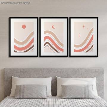 Rainbow Moon and stars, three panels poster