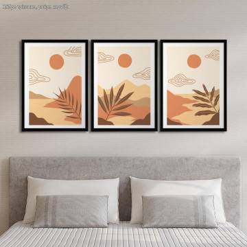 Mountains landscape, three panels poster