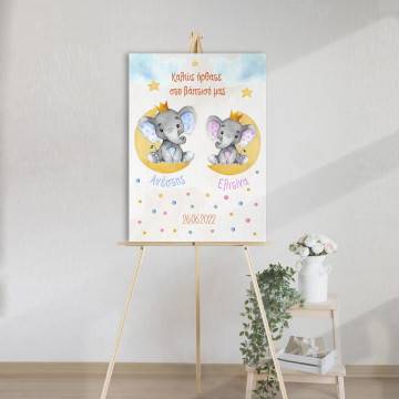 Canvas print vaptism, elephants twins 2