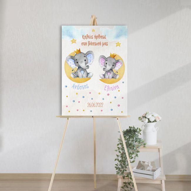 Canvas print vaptism, elephants twins