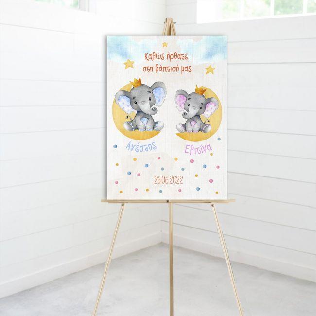 Canvas print vaptism, elephants twins