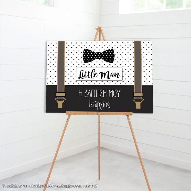 Canvas print Welcome to Baptism , Little man Papillon suspenders