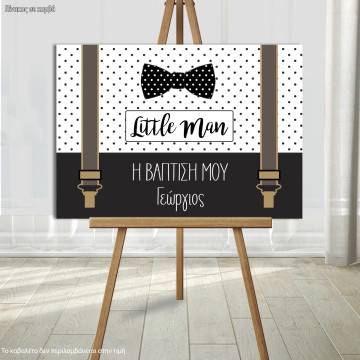 Canvas print Welcome to Baptism , Little man Papillon suspenders