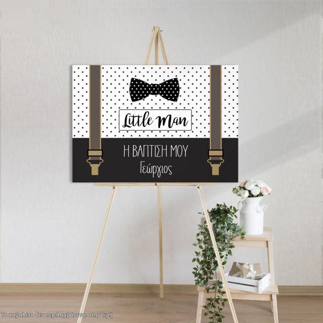 Canvas print Welcome to Baptism , Little man Papillon suspenders