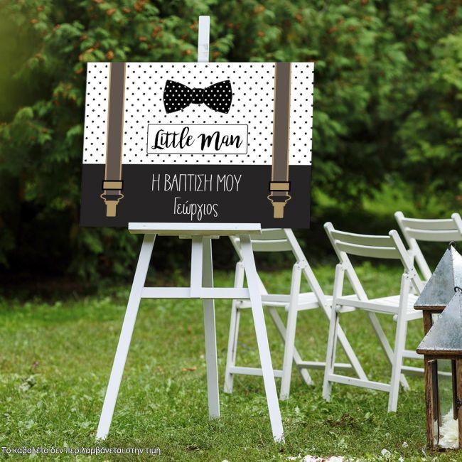 Canvas print Welcome to Baptism , Little man Papillon suspenders