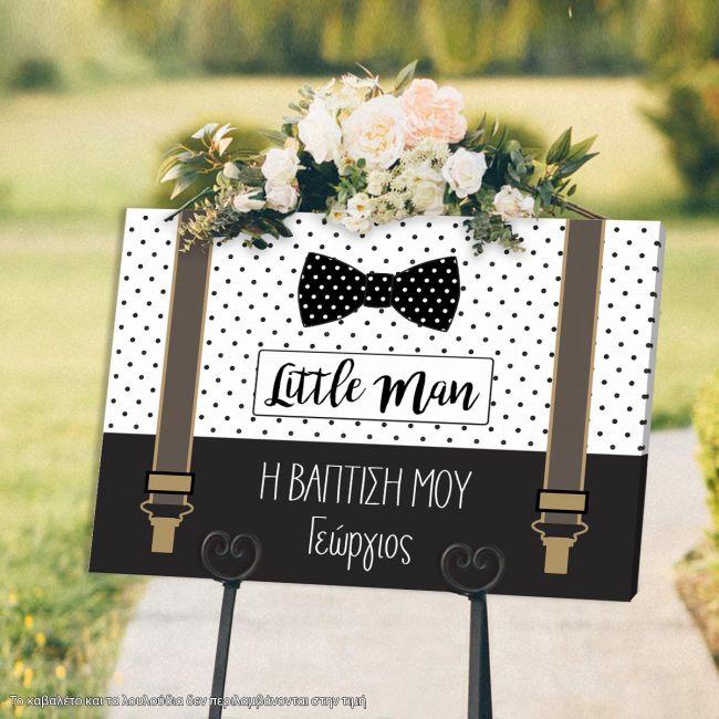 Canvas print Welcome to Baptism , Little man Papillon suspenders