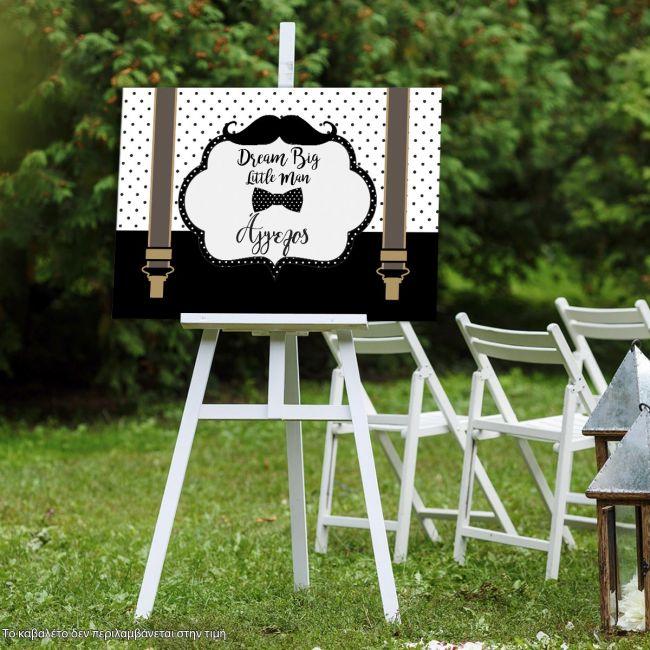 Canvas print Dream big little man , Moustache Papillon suspenders