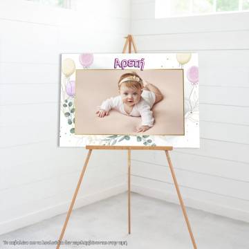 Canvas print Baptism decoration girly, personalized with photo 2