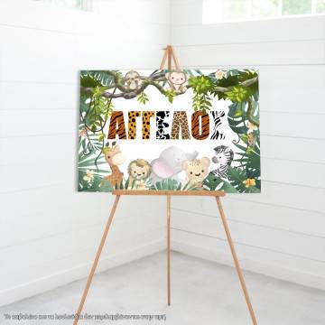 Canvas print Baptism decoration, Animal print personalized name 2