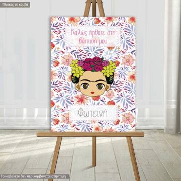Canvas print welcome to my baptism , Cute floral Fridha 2