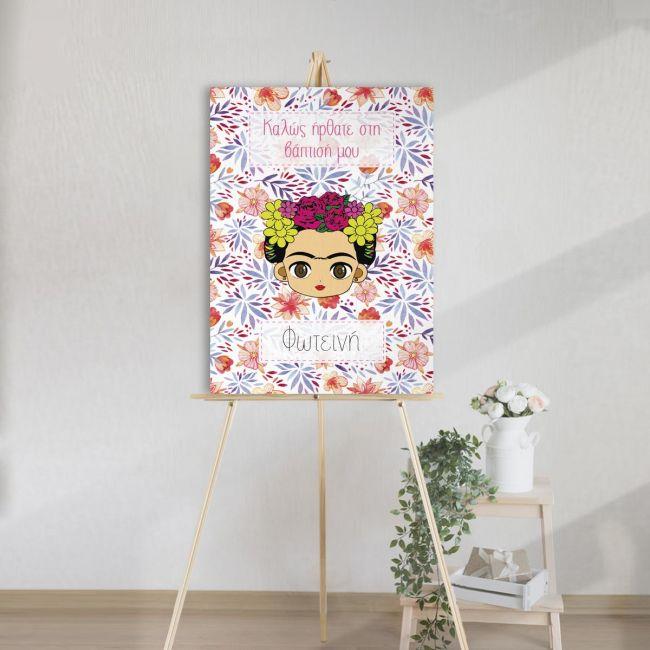 Canvas print welcome to my baptism , Cute floral Fridha