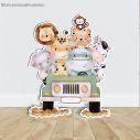 Wooden figure printed Cute little animals driving a car