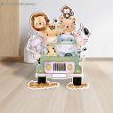 Wooden figure printed Cute little animals driving a car