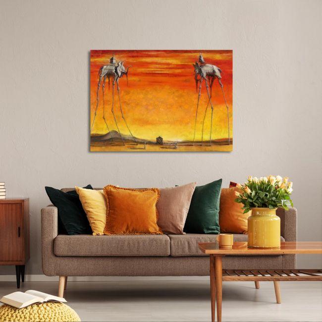 Canvas print Elephants reart (original by S. Dali), reproduction