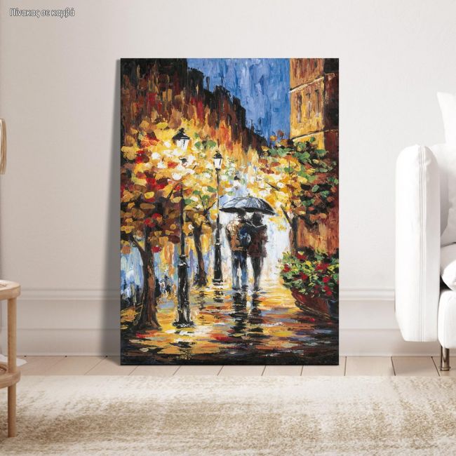 Πίνακας ζωγραφικής Couple rain walk