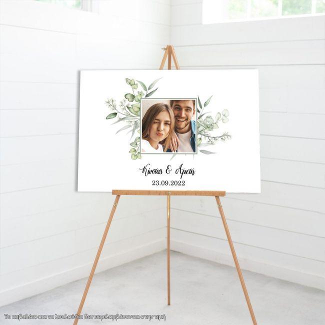 Canvas print Wedding decoration Floral frame I with photo