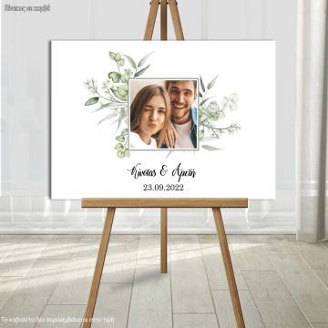 Canvas print Wedding decoration Floral frame I with photo