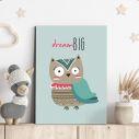 Πίνακας παιδικός σε καμβά Owl dream big