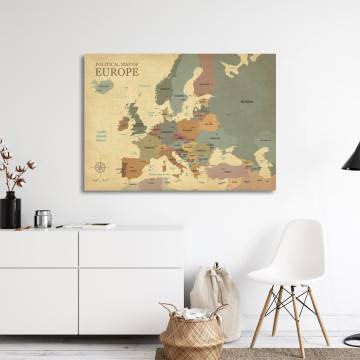 Canvas print Map of Europe textured vintage