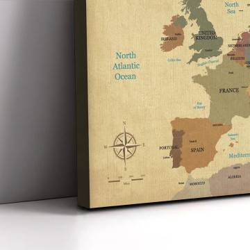 Canvas print Map of Europe textured vintage 2