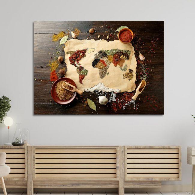 Canvas print Spicy world map