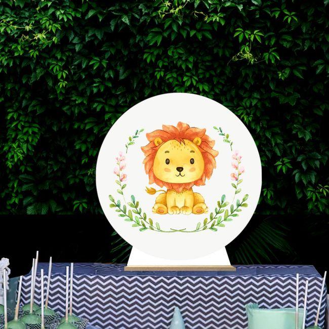 Wooden printed sign, Cute watercolor lion