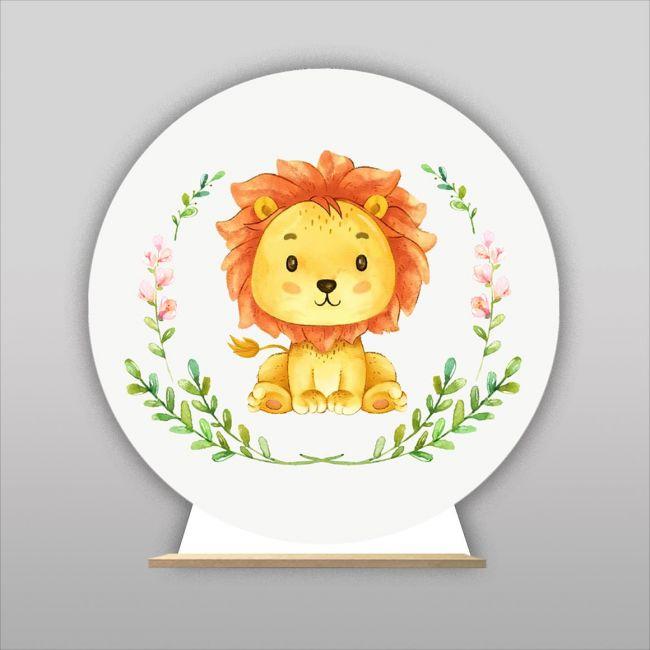 Wooden printed sign, Cute watercolor lion