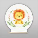 Wooden printed sign, Cute watercolor lion