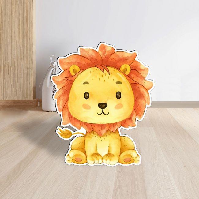 Wooden printed figure, baby watercolor lion