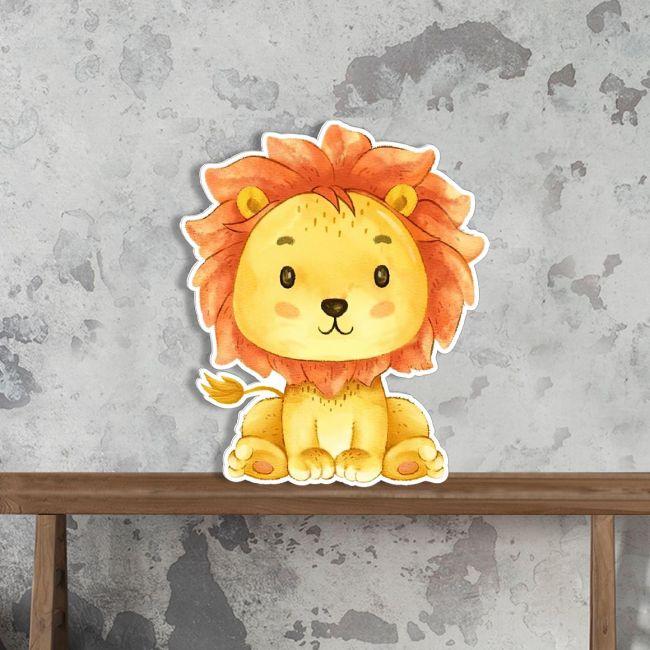 Wooden printed figure, baby watercolor lion