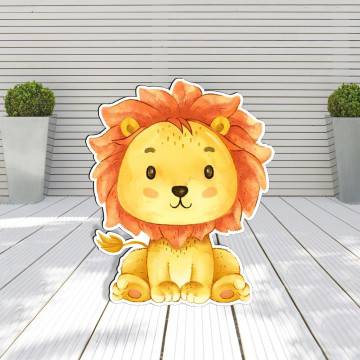Wooden printed figure, baby watercolor lion