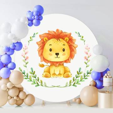 Backdrop sticker, Baby lion watercolor