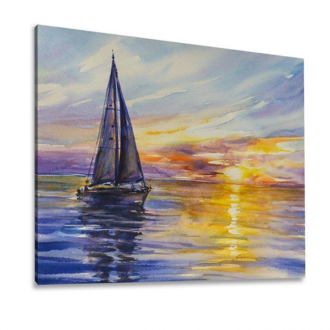 Πίνακας σε καμβά Καράβι ηλιοβασίλεμα, Yacht sailing against sunset