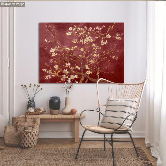 Πίνακας ζωγραφικής Blossoming almond tree (red), Vincent van Gogh