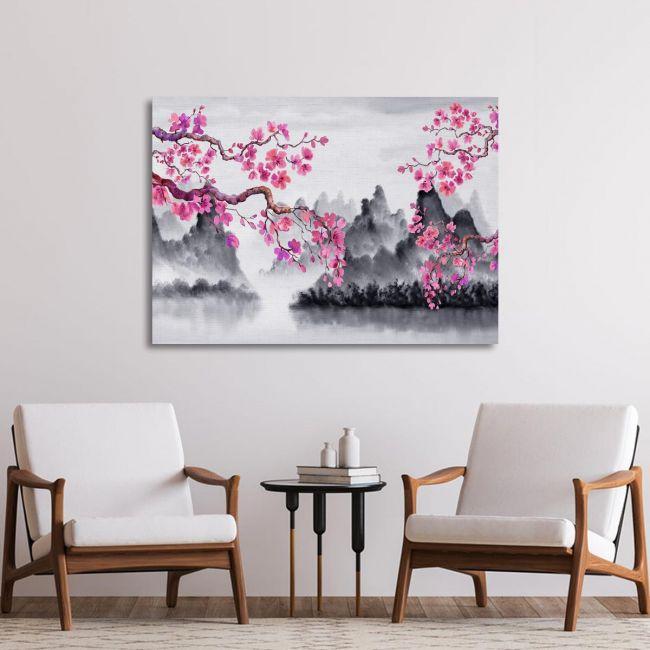 Πίνακας σε καμβά Ανθισμένο τοπίο Ιαπωνία, Spring Japanese scenery