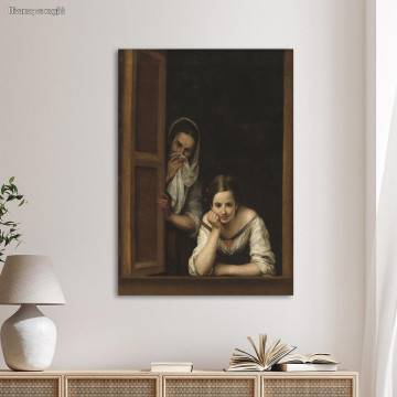 Πίνακας ζωγραφικής Two women at a window, Murillo E.