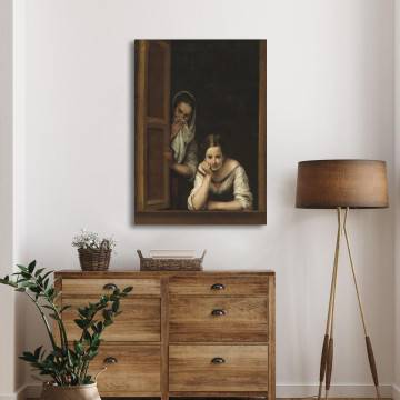 Πίνακας ζωγραφικής Two women at a window Murillo E. Καμβάς τελαρωμένος Όψη 1 2