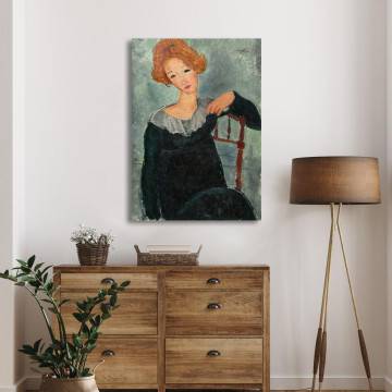 Πίνακας ζωγραφικής Woman with red hair Modigliani A. Καμβάς τελαρωμένος Όψη 1 2