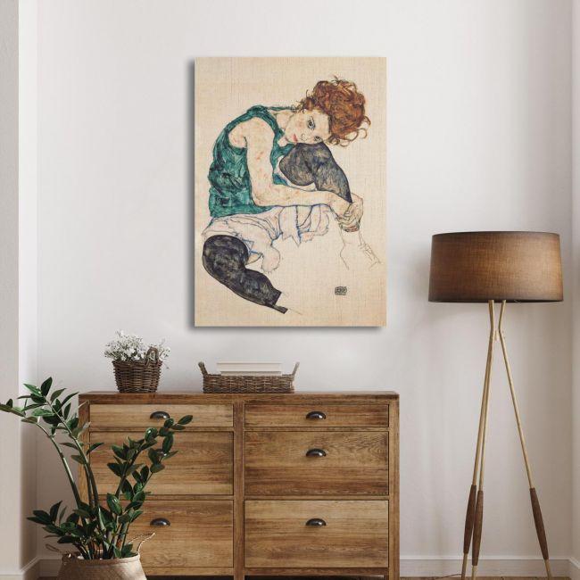 Canvas print Seated woman with bent knee, Schiele E,