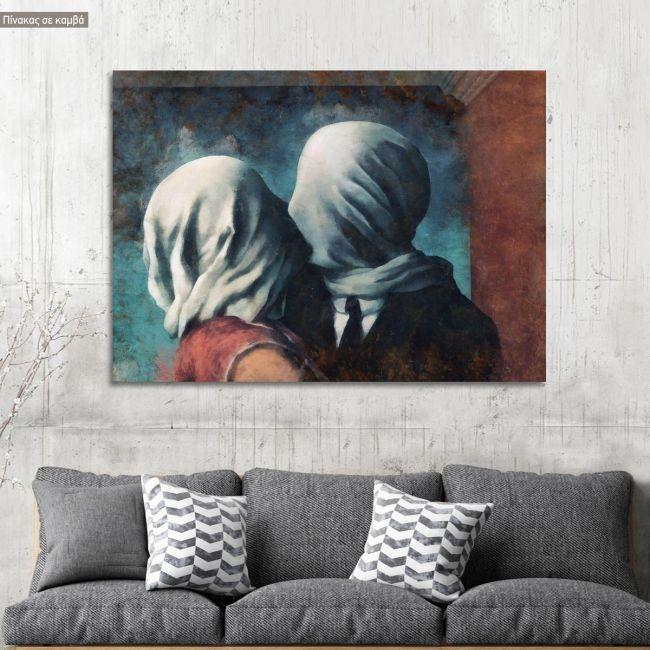 Πίνακας ζωγραφικής The lovers II reart (original R. Magritte), καμβάς 2