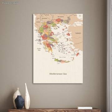 Canvas printGreece map textured vintage